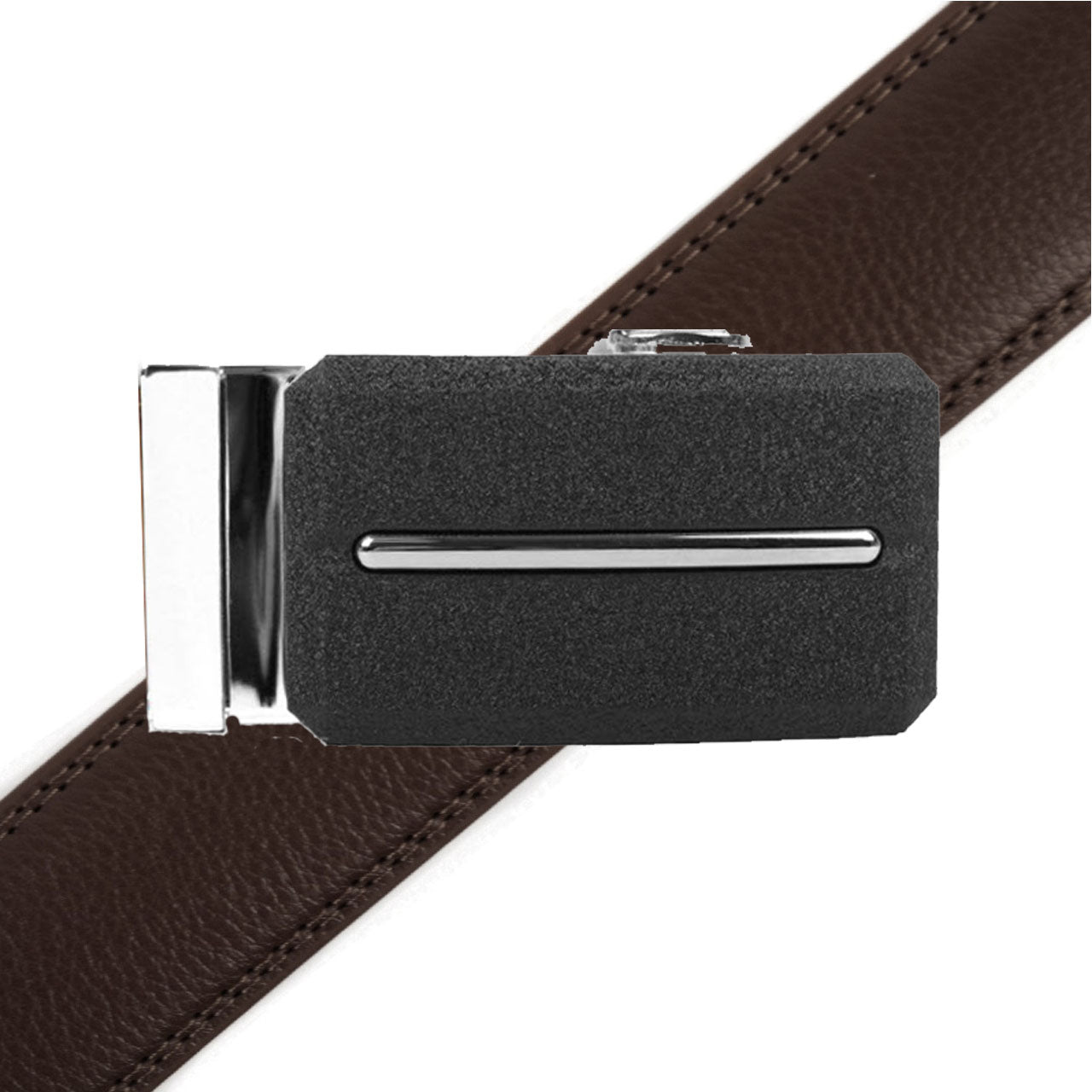 Men's Genuine Leather Sliding Buckle Ratchet Belt MGLBB8 - Bundle Bus