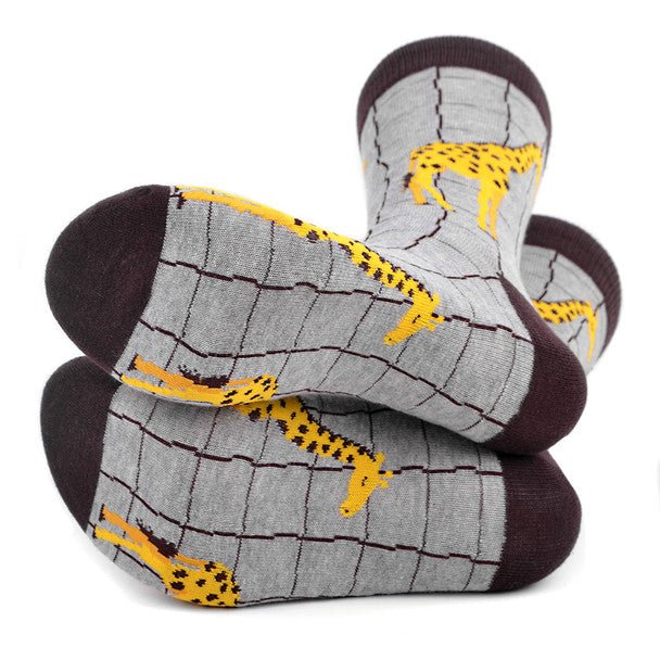 Men's Giraffe Novelty Socks - NVS19563-GRY - Bundle Bus