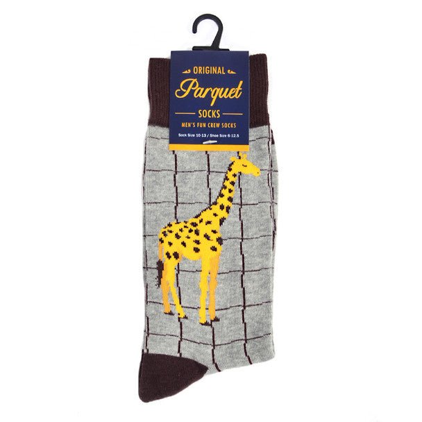 Men's Giraffe Novelty Socks - NVS19563-GRY - Bundle Bus