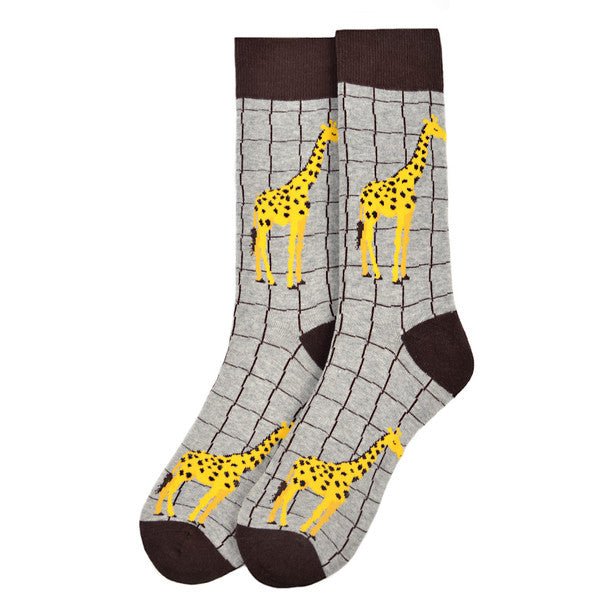 Men's Giraffe Novelty Socks - NVS19563-GRY - Bundle Bus
