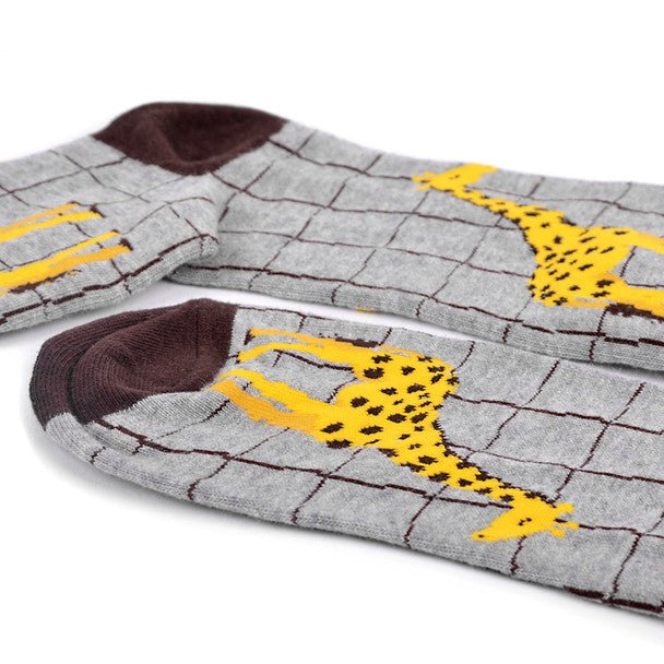 Men's Giraffe Novelty Socks - NVS19563-GRY - Bundle Bus