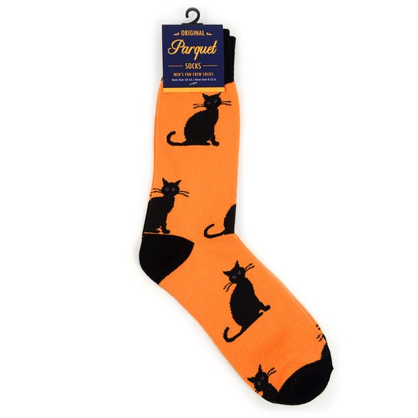 Men's Halloween Black Cat Novelty Crew Socks-NVS2002 - Bundle Bus