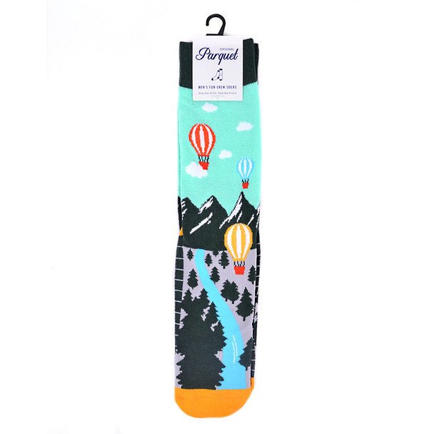 Men's Hot Air Balloon Novelty Socks - NVS19567-GRN - Bundle Bus