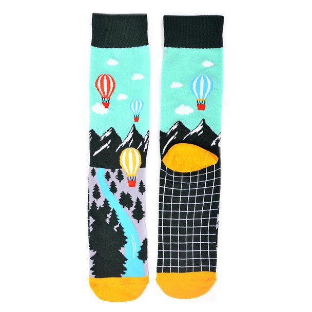 Men's Hot Air Balloon Novelty Socks - NVS19567-GRN - Bundle Bus
