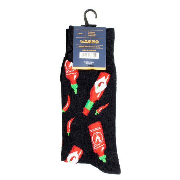 Men's Hot Sauce Novelty Socks- NVS19626-BK - Bundle Bus