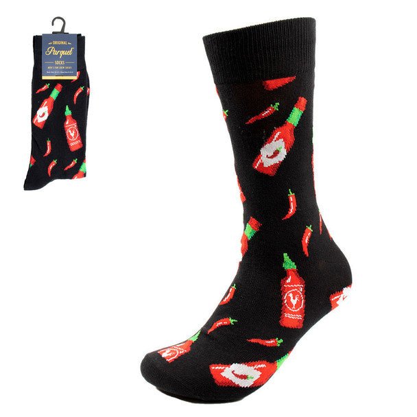 Men's Hot Sauce Novelty Socks- NVS19626-BK - Bundle Bus
