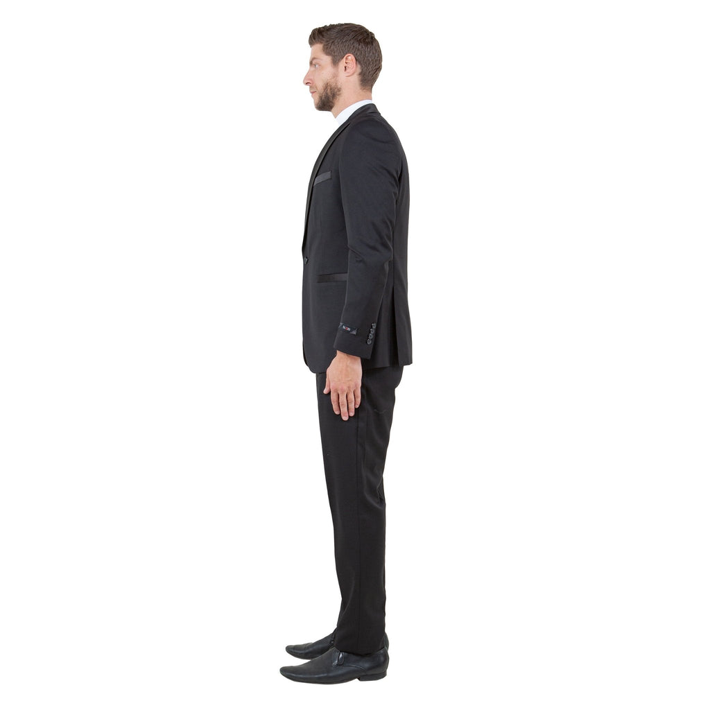 Men's Hybrid - Fit 3 - Piece Suit w/ Satin Shawl Lapel - Bundle Bus