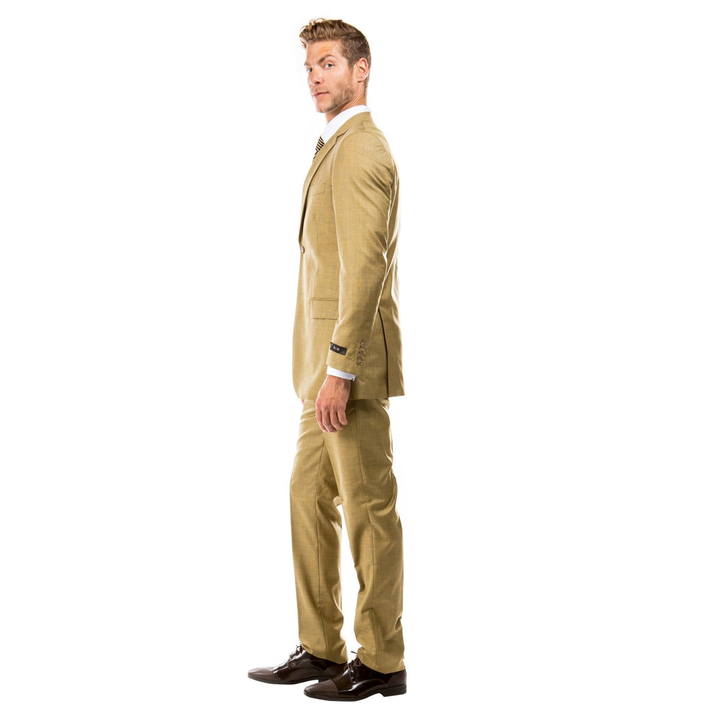 Men's Hybrid - Fit 3pc Sharkskin Suit w/ Expandable Waistband - Bundle Bus