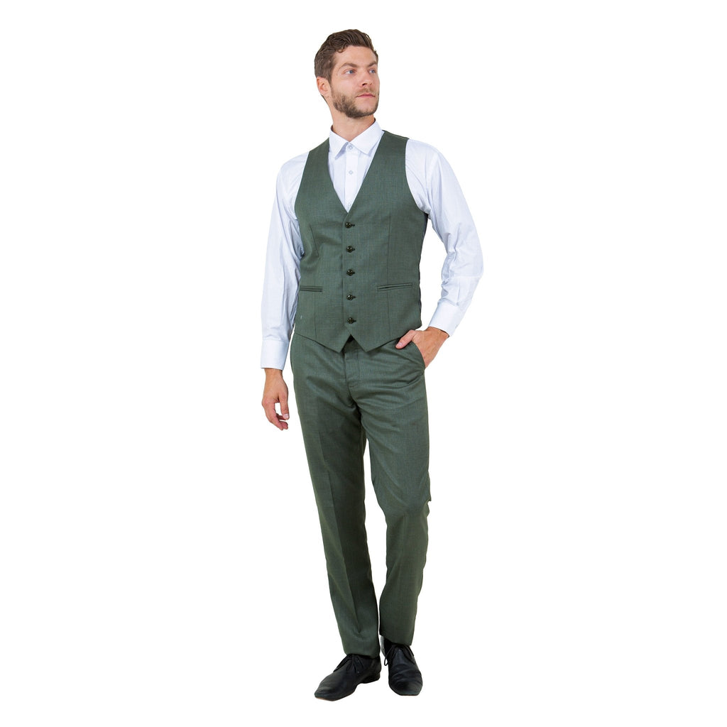 Men's Hybrid - Fit 3pc Sharkskin Suit w/ Expandable Waistband - Bundle Bus