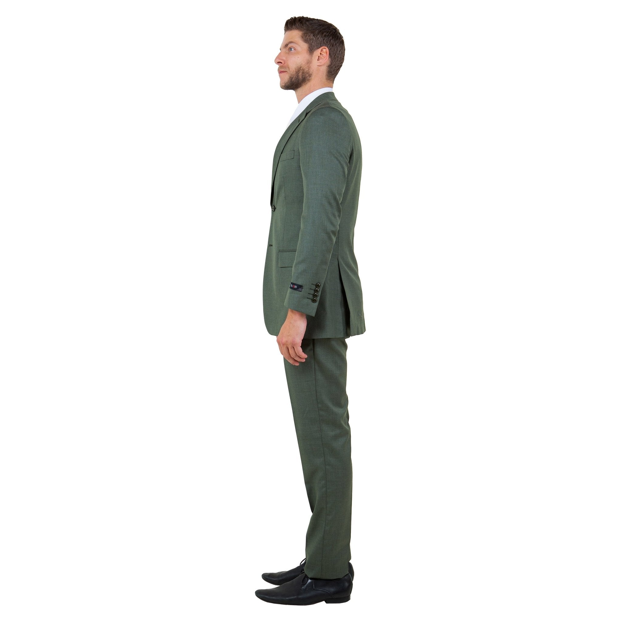 Men's Hybrid - Fit 3pc Sharkskin Suit w/ Expandable Waistband - Bundle Bus