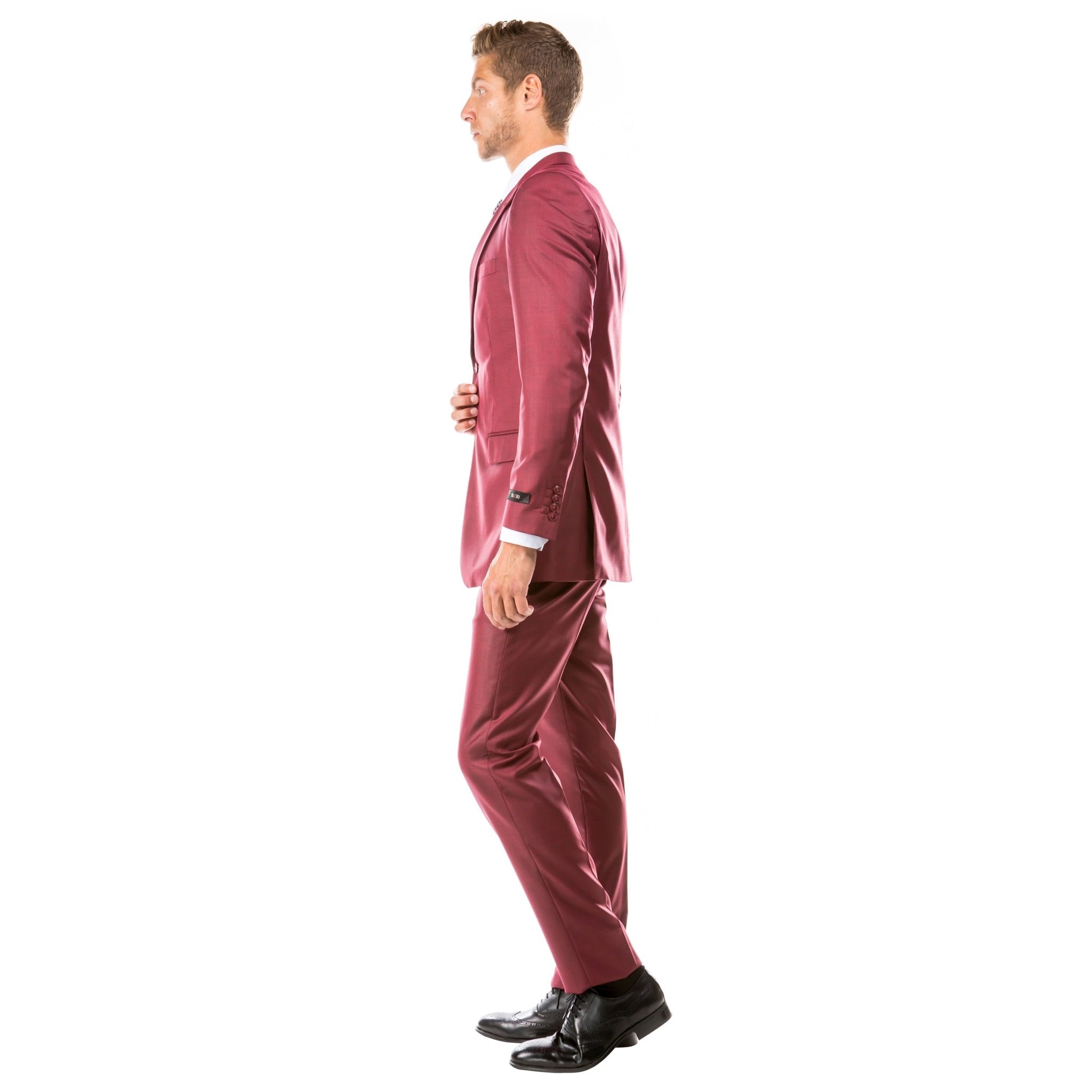 Men's Hybrid - Fit 3pc Sharkskin Suit w/ Expandable Waistband - Bundle Bus