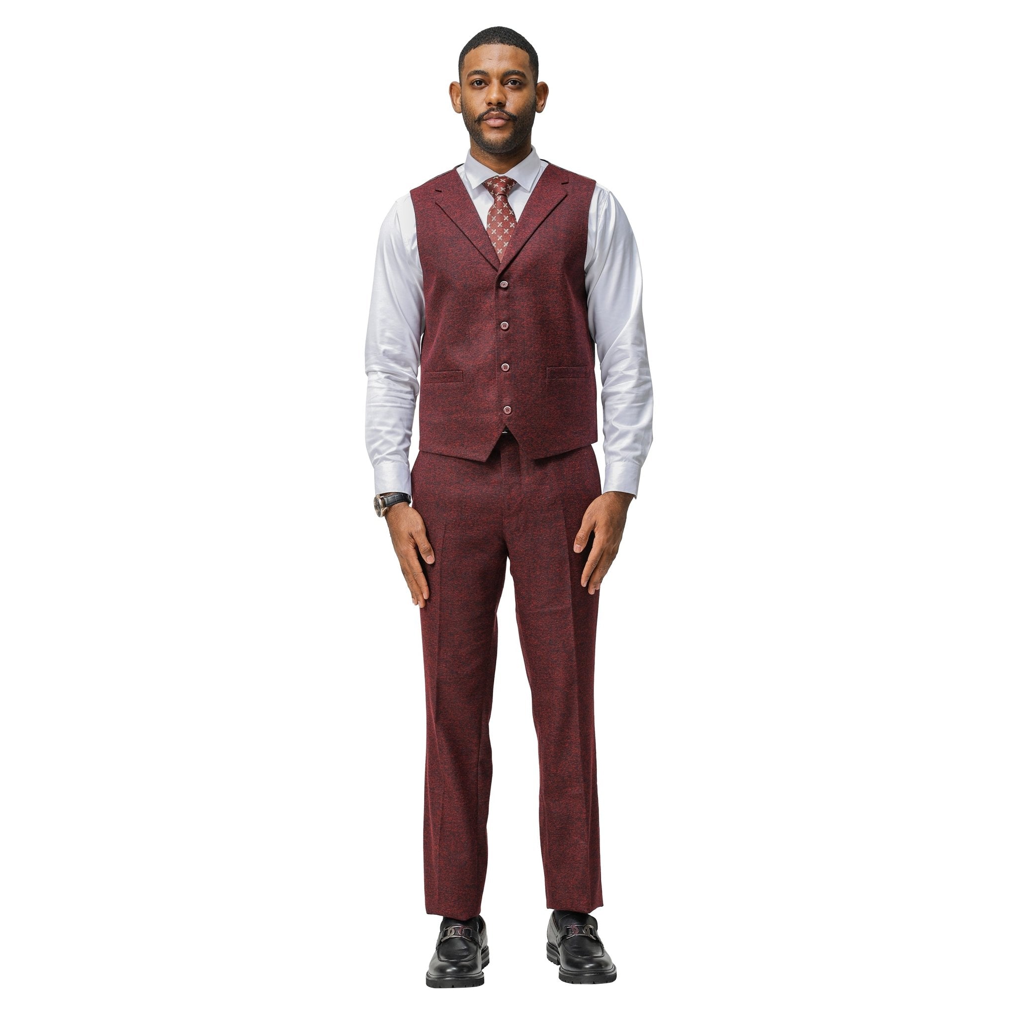 Men's Hybrid - Fit 3pc Tweed Suit w/ Expandable Waistband - Bundle Bus
