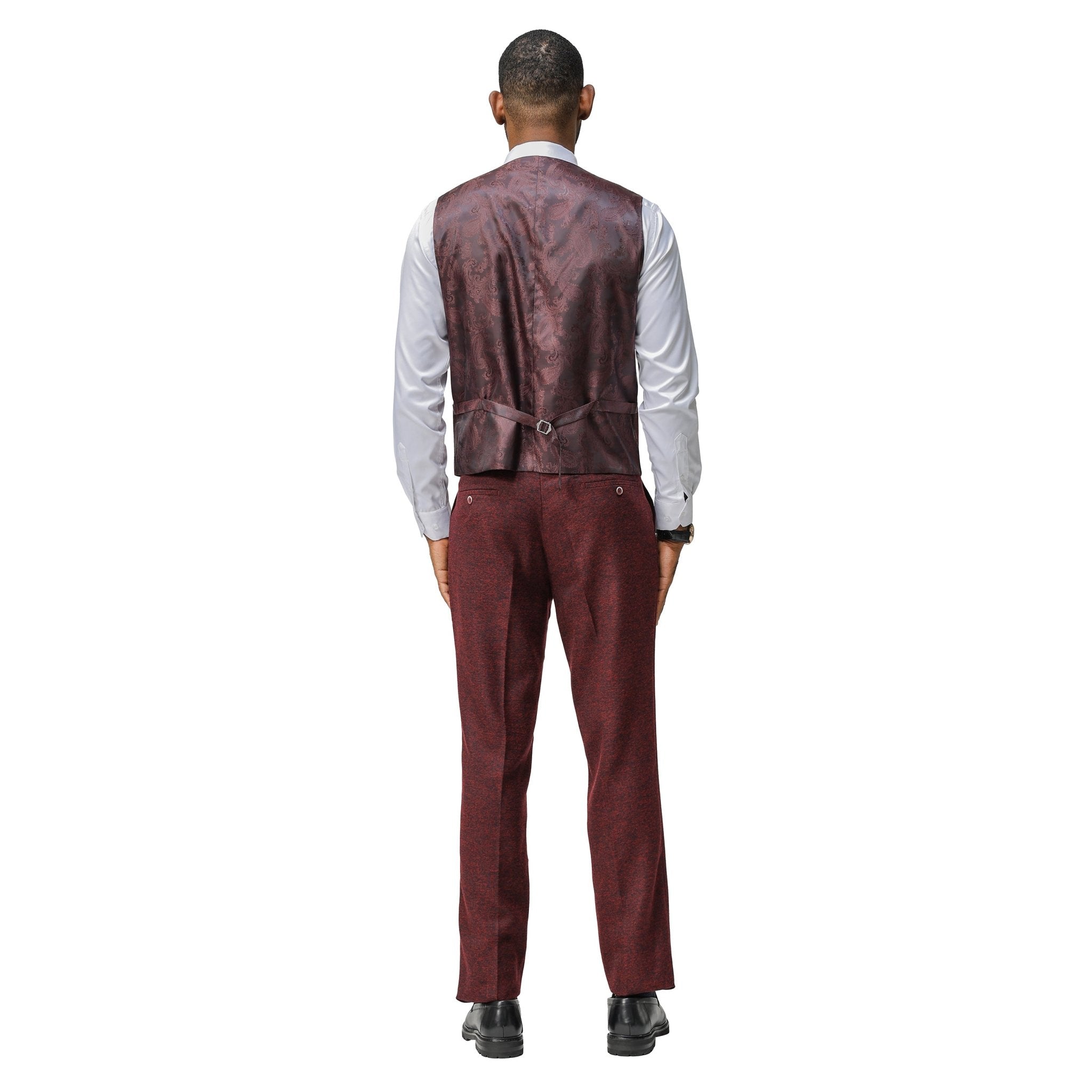 Men's Hybrid - Fit 3pc Tweed Suit w/ Expandable Waistband - Bundle Bus