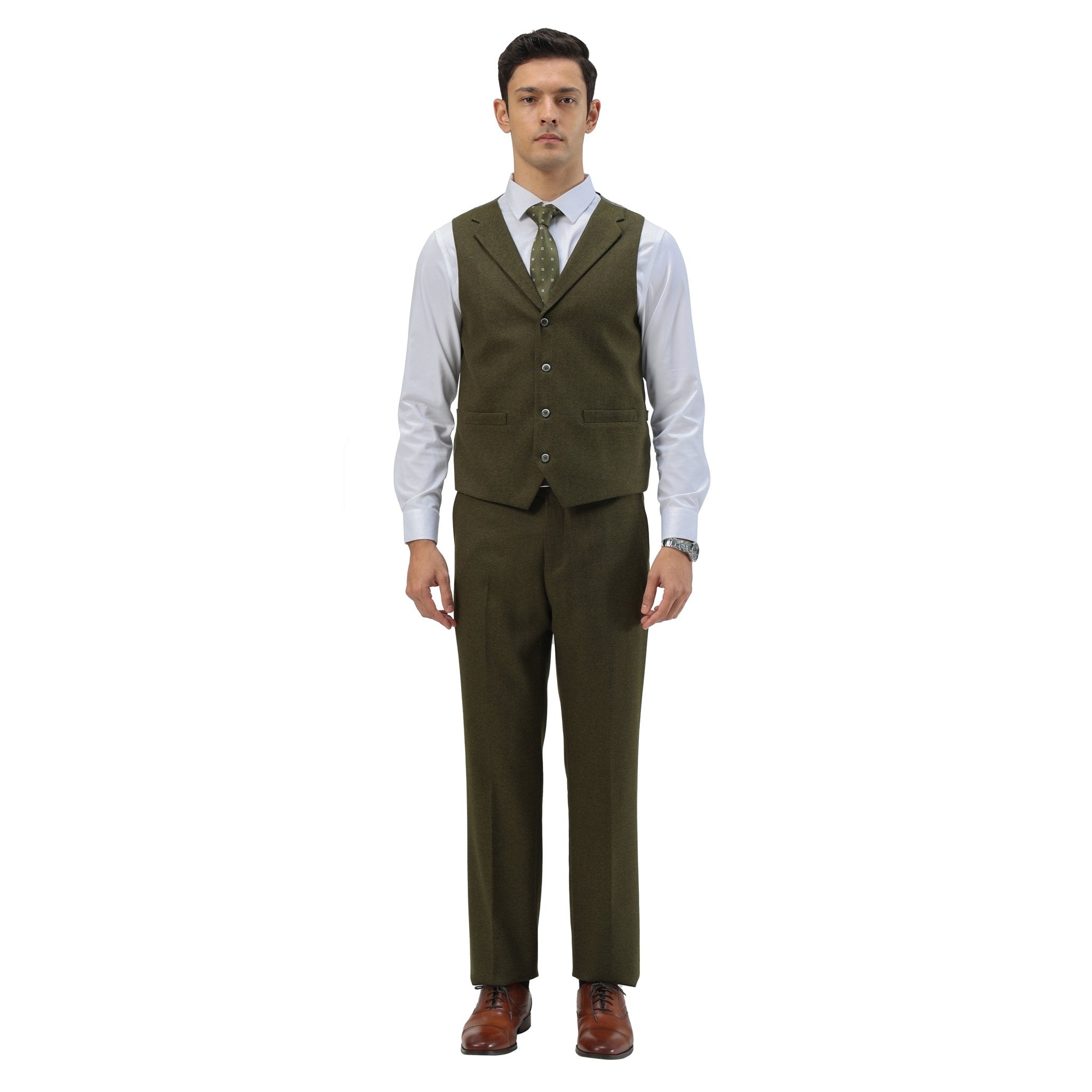 Men's Hybrid - Fit 3pc Tweed Suit w/ Expandable Waistband - Bundle Bus