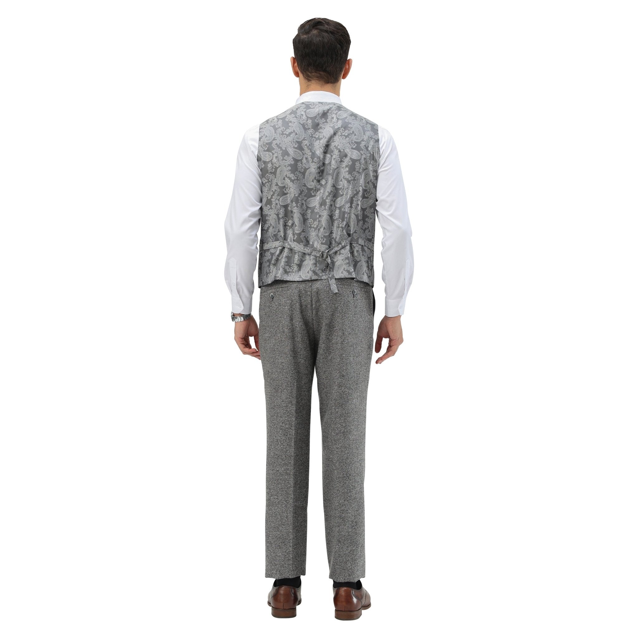 Men's Hybrid - Fit 3pc Tweed Suit w/ Expandable Waistband - Bundle Bus