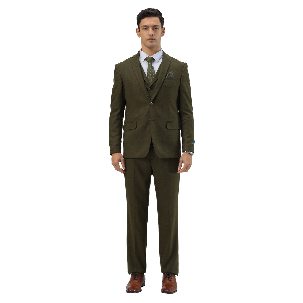 Men's Hybrid - Fit 3pc Tweed Suit w/ Expandable Waistband - Bundle Bus