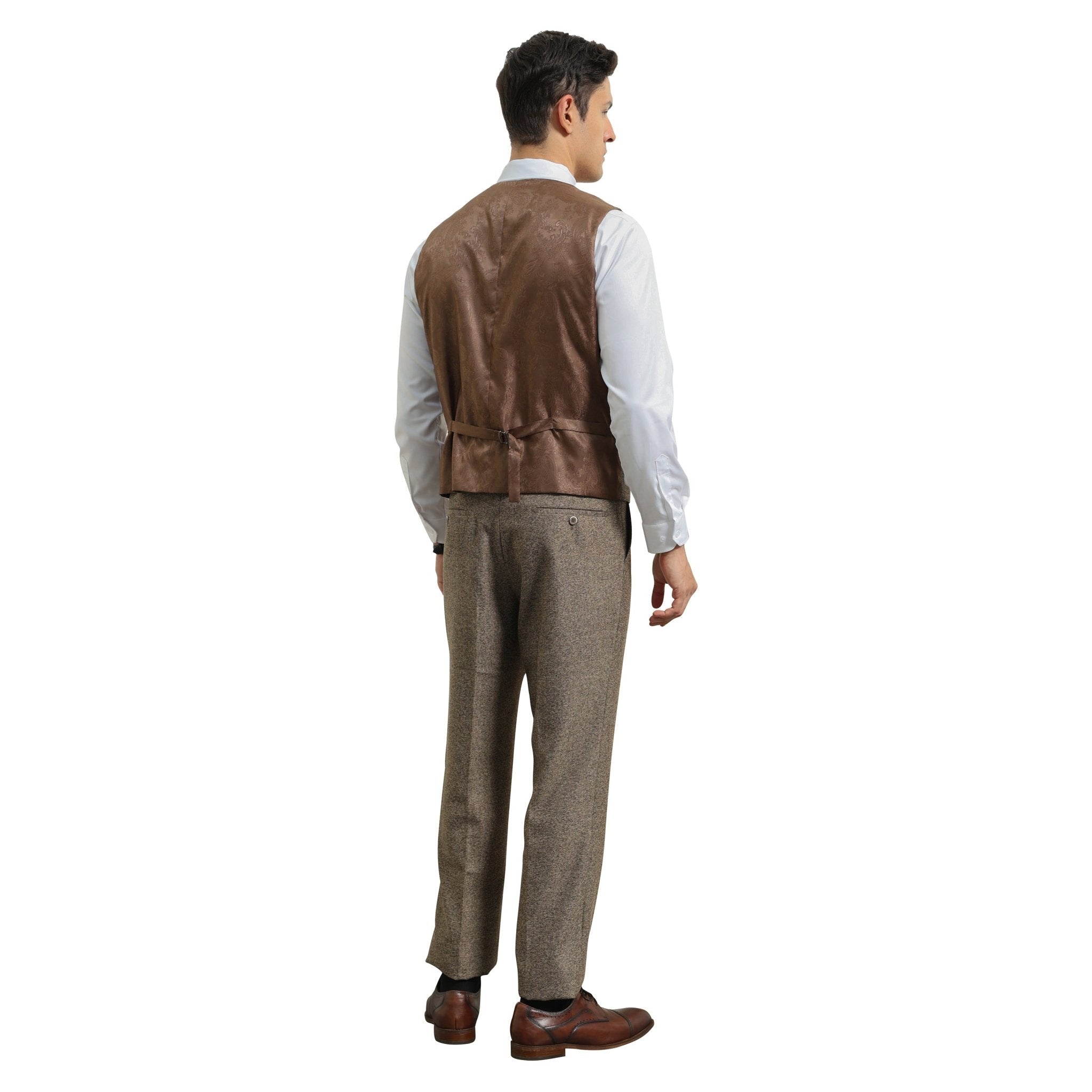 Men's Hybrid - Fit 3pc Tweed Suit w/ Expandable Waistband - Bundle Bus