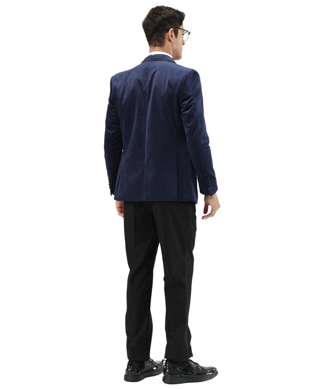 Men's Hybrid Fit Velvet Sport Coat w/ Satin Peak Lapel - Bundle Bus