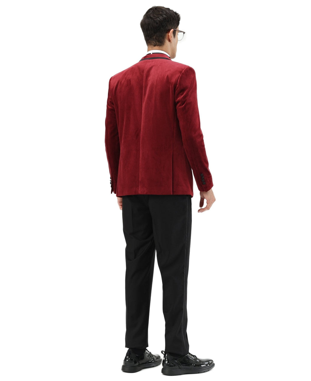 Men's Hybrid Fit Velvet Sport Coat w/ Satin Peak Lapel - Bundle Bus