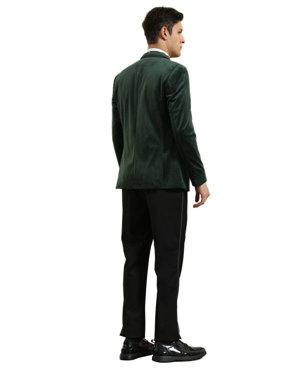 Men's Hybrid Fit Velvet Sport Coat w/ Satin Peak Lapel - Bundle Bus