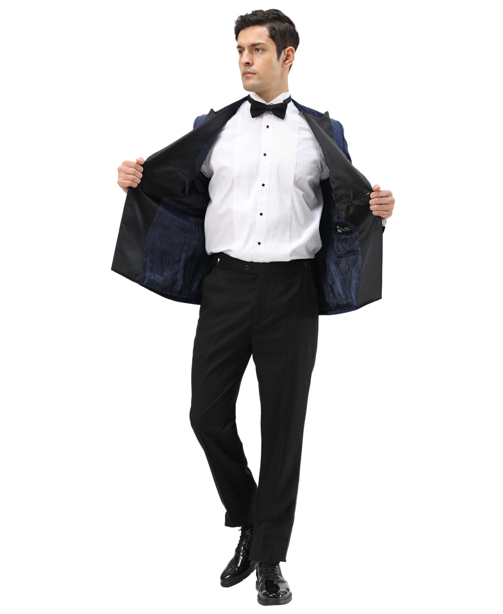 Men's Hybrid Fit Velvet Sport Coat w/ Satin Peak Lapel - Bundle Bus