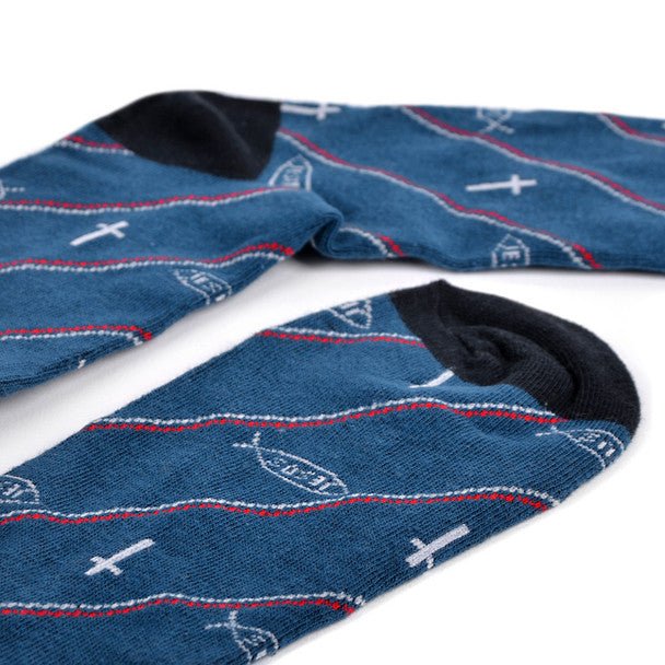 Men's Jesus Fish Novelty Socks - NVS19573-BL - Bundle Bus