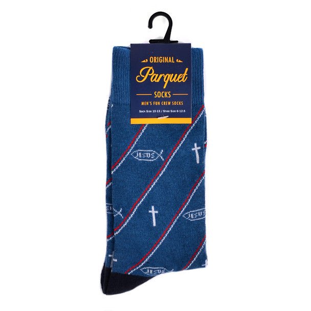 Men's Jesus Fish Novelty Socks - NVS19573-BL - Bundle Bus