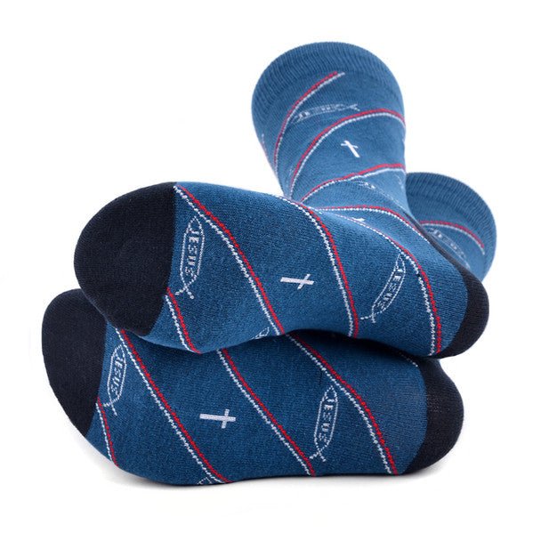 Men's Jesus Fish Novelty Socks - NVS19573-BL - Bundle Bus