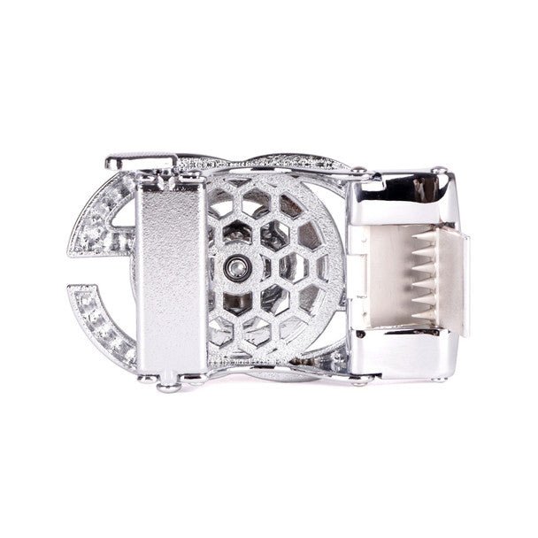 Men's Lion Rotating Bling Ratchet Belt- MGLBB54-SIL - Bundle Bus