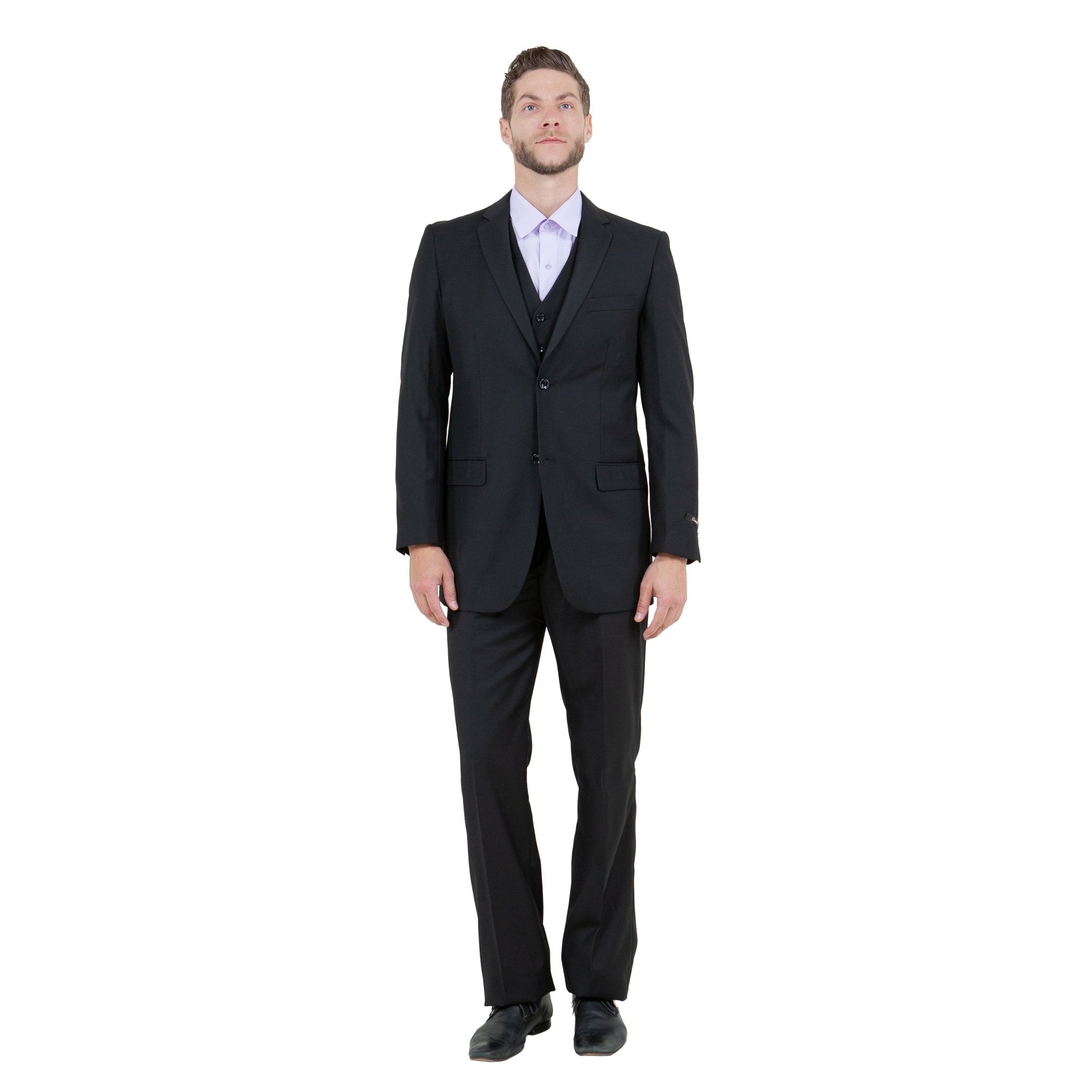 Men's Modern - Fit 3 - Piece Suit Set w/ Jacket, Vest and Pants - Bundle Bus