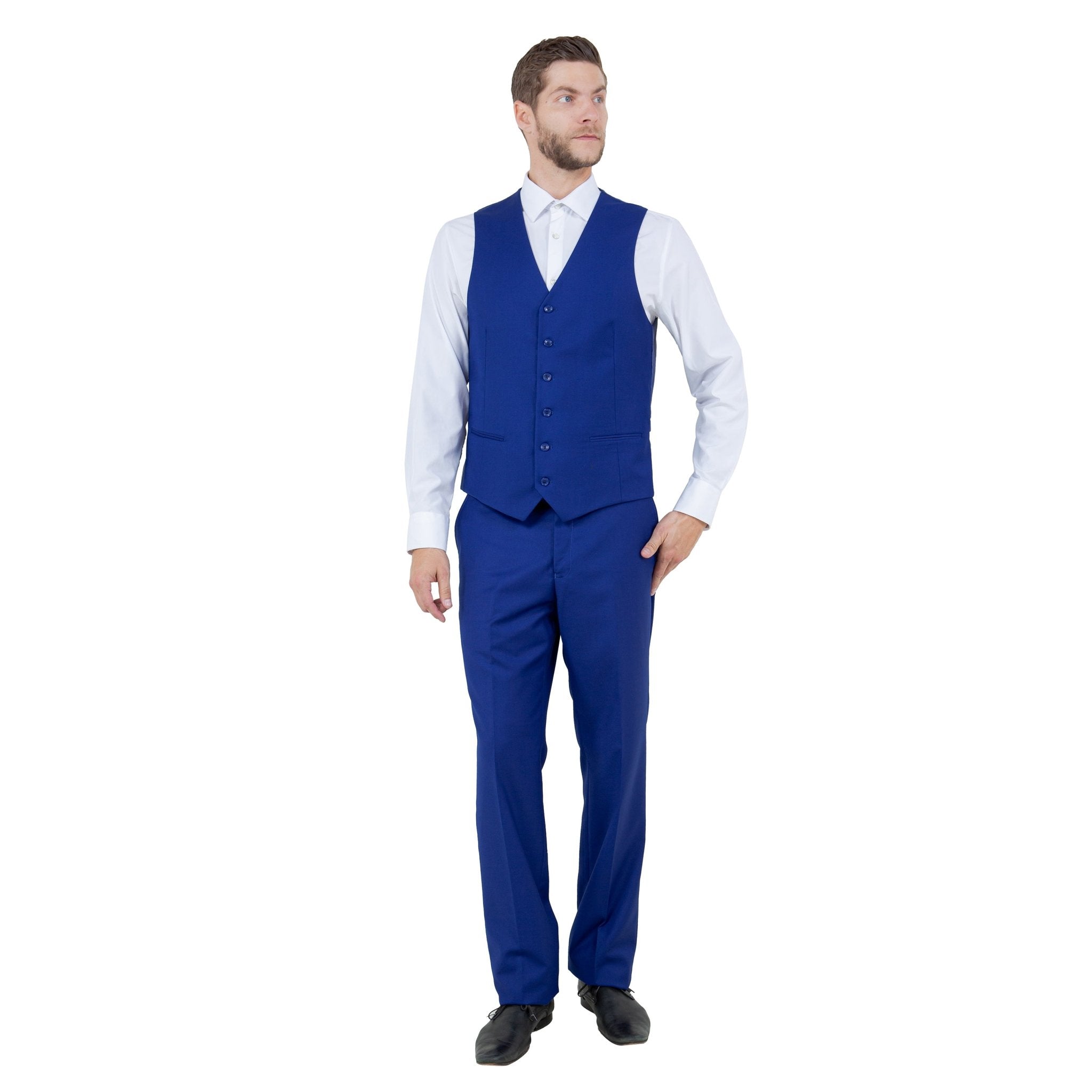 Men's Modern - Fit 3 - Piece Suit Set w/ Jacket, Vest and Pants - Bundle Bus