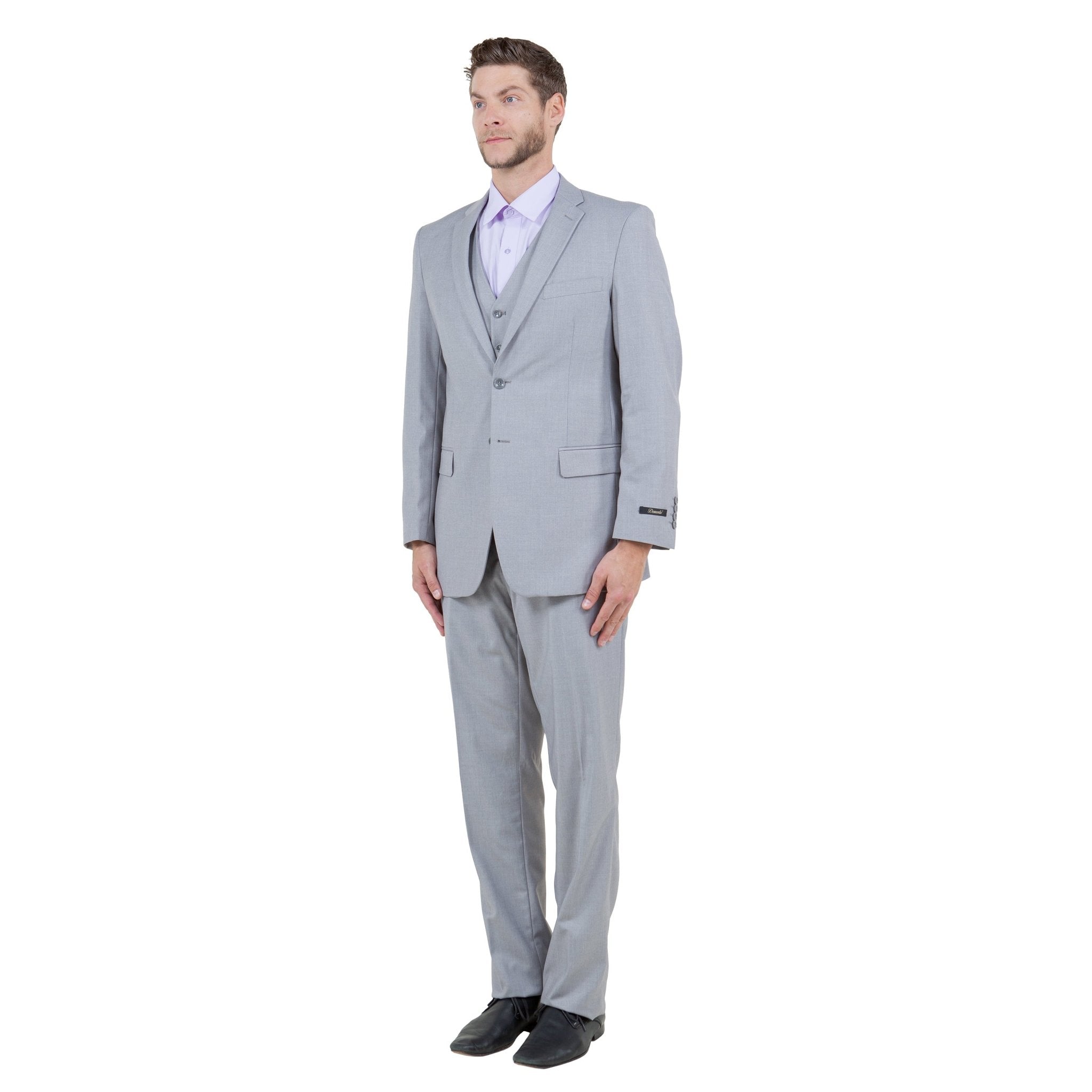 Men's Modern - Fit 3 - Piece Suit Set w/ Jacket, Vest and Pants - Bundle Bus