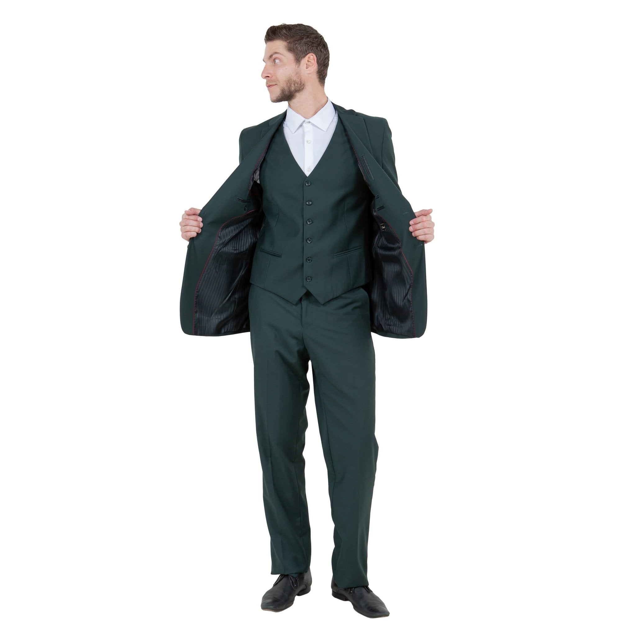 Men's Modern - Fit 3 - Piece Suit Set w/ Jacket, Vest and Pants - Bundle Bus