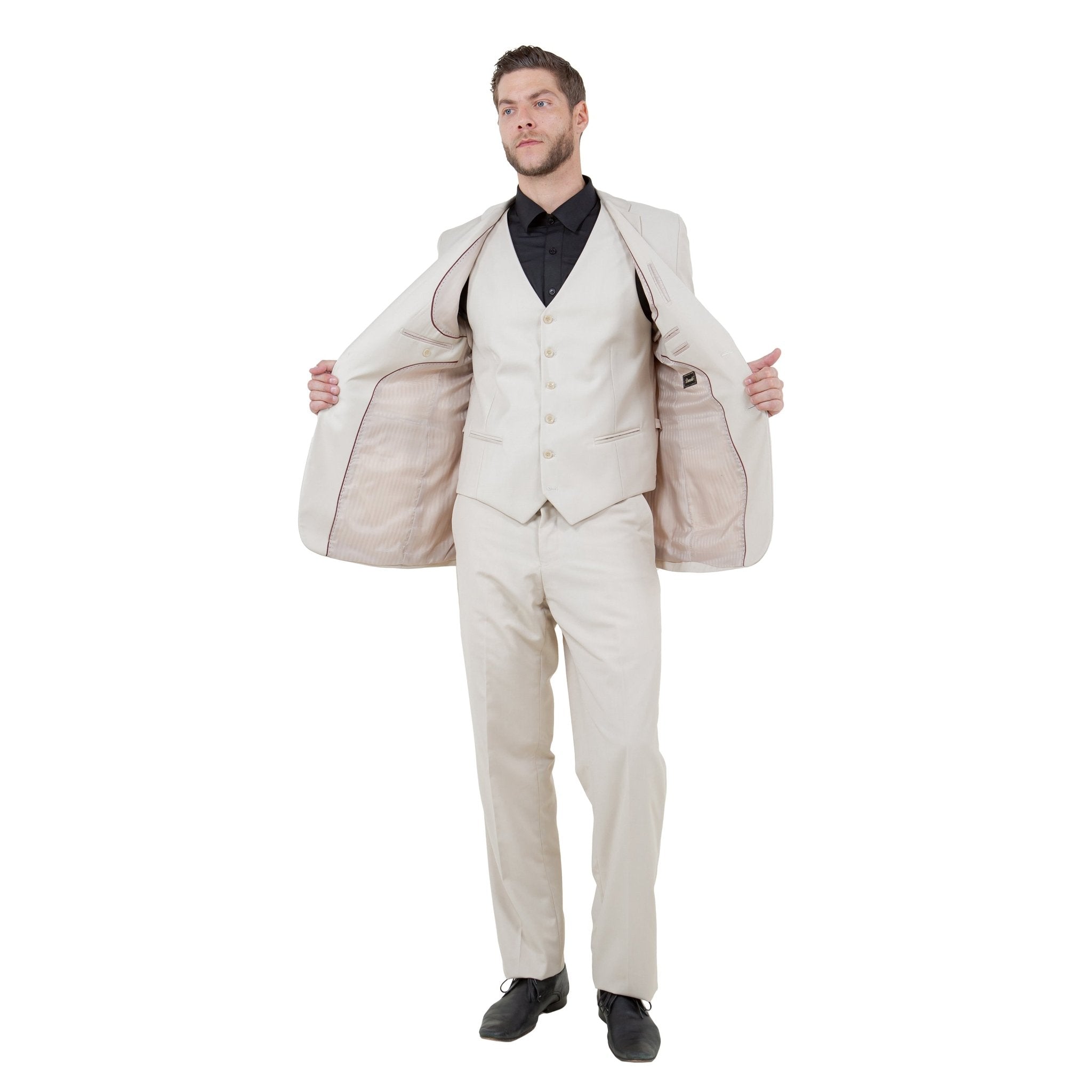 Men's Modern - Fit 3 - Piece Suit Set w/ Jacket, Vest and Pants - Bundle Bus