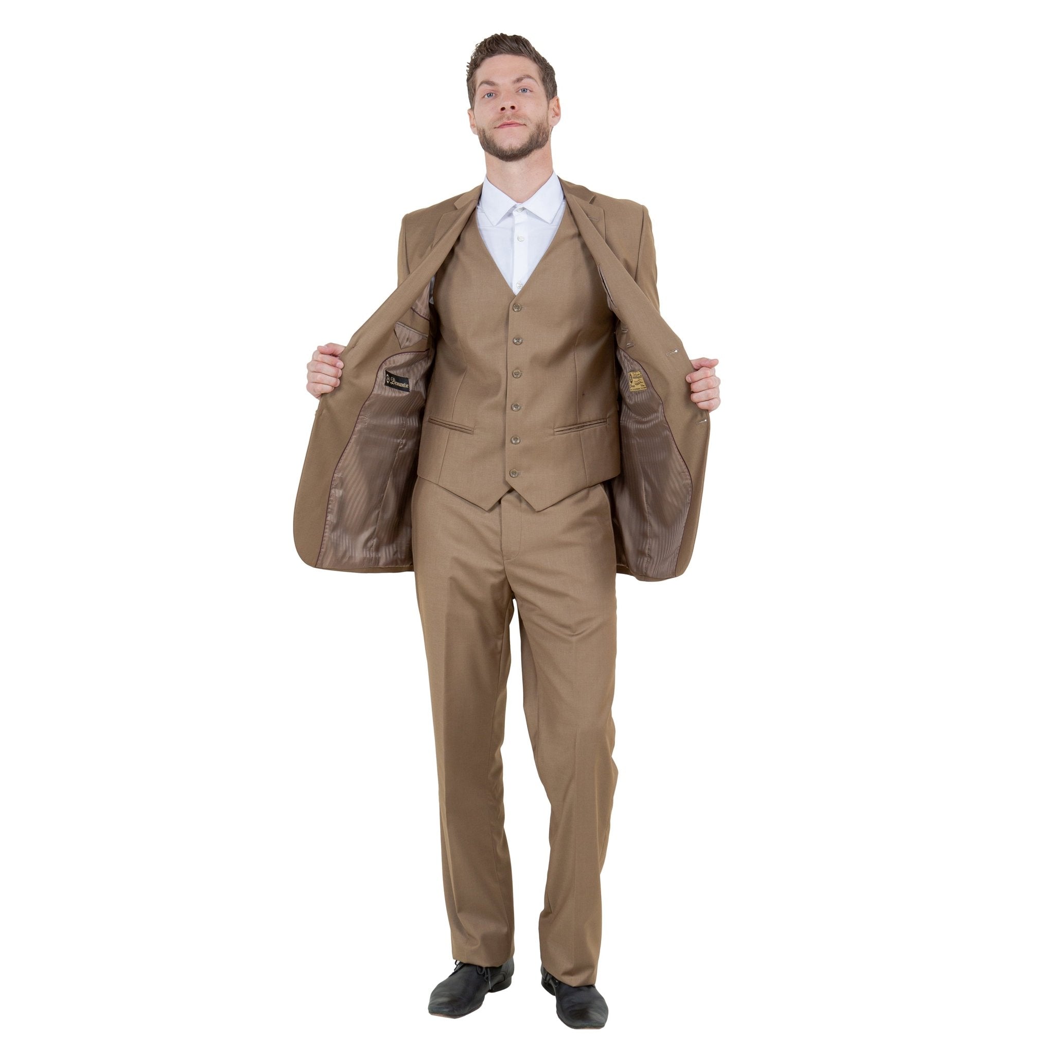 Men's Modern - Fit 3 - Piece Suit Set w/ Jacket, Vest and Pants - Bundle Bus