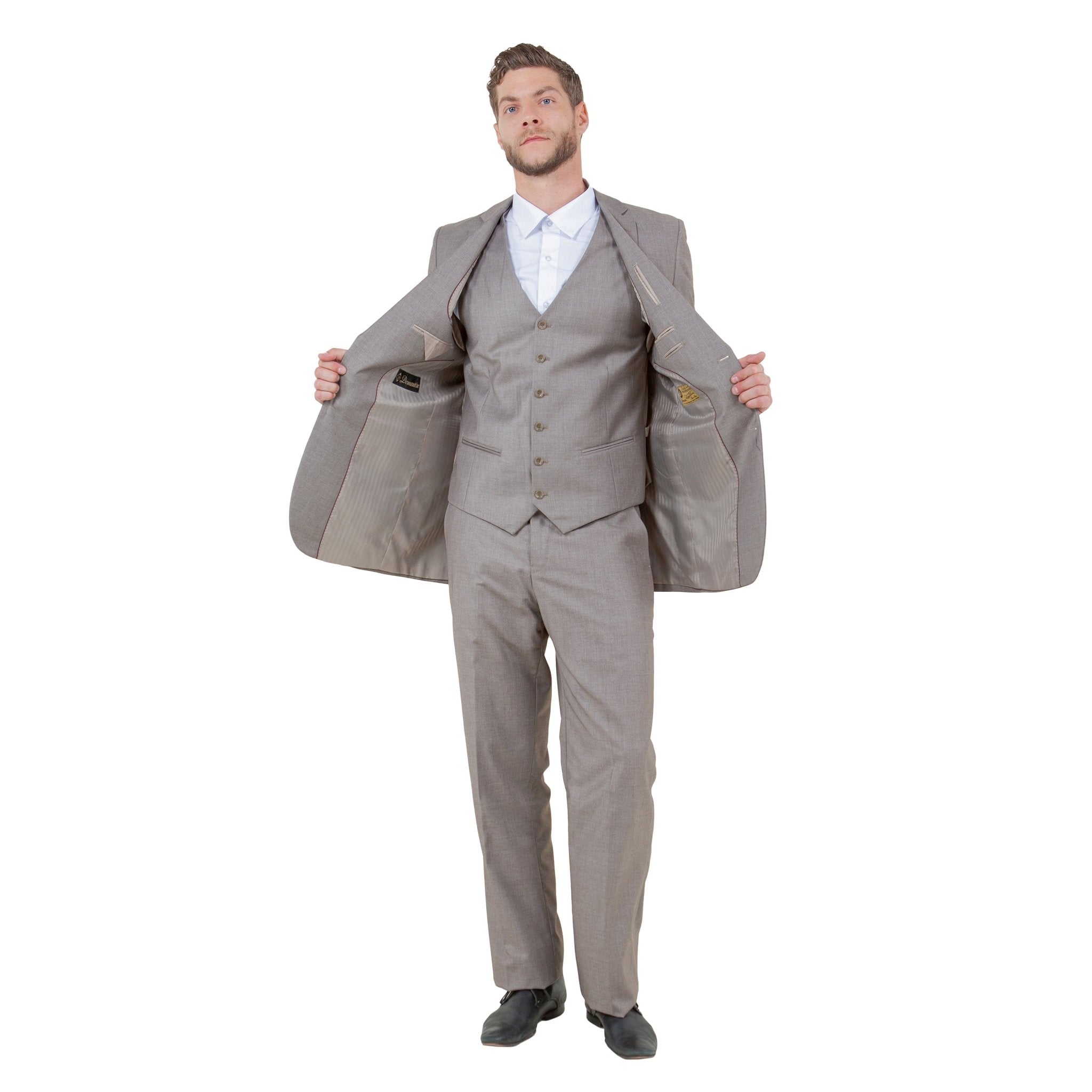 Men's Modern - Fit 3 - Piece Suit Set w/ Jacket, Vest and Pants - Bundle Bus