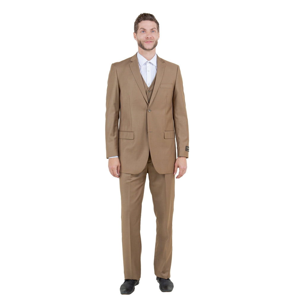 Men's Modern - Fit 3 - Piece Suit Set w/ Jacket, Vest and Pants - Bundle Bus