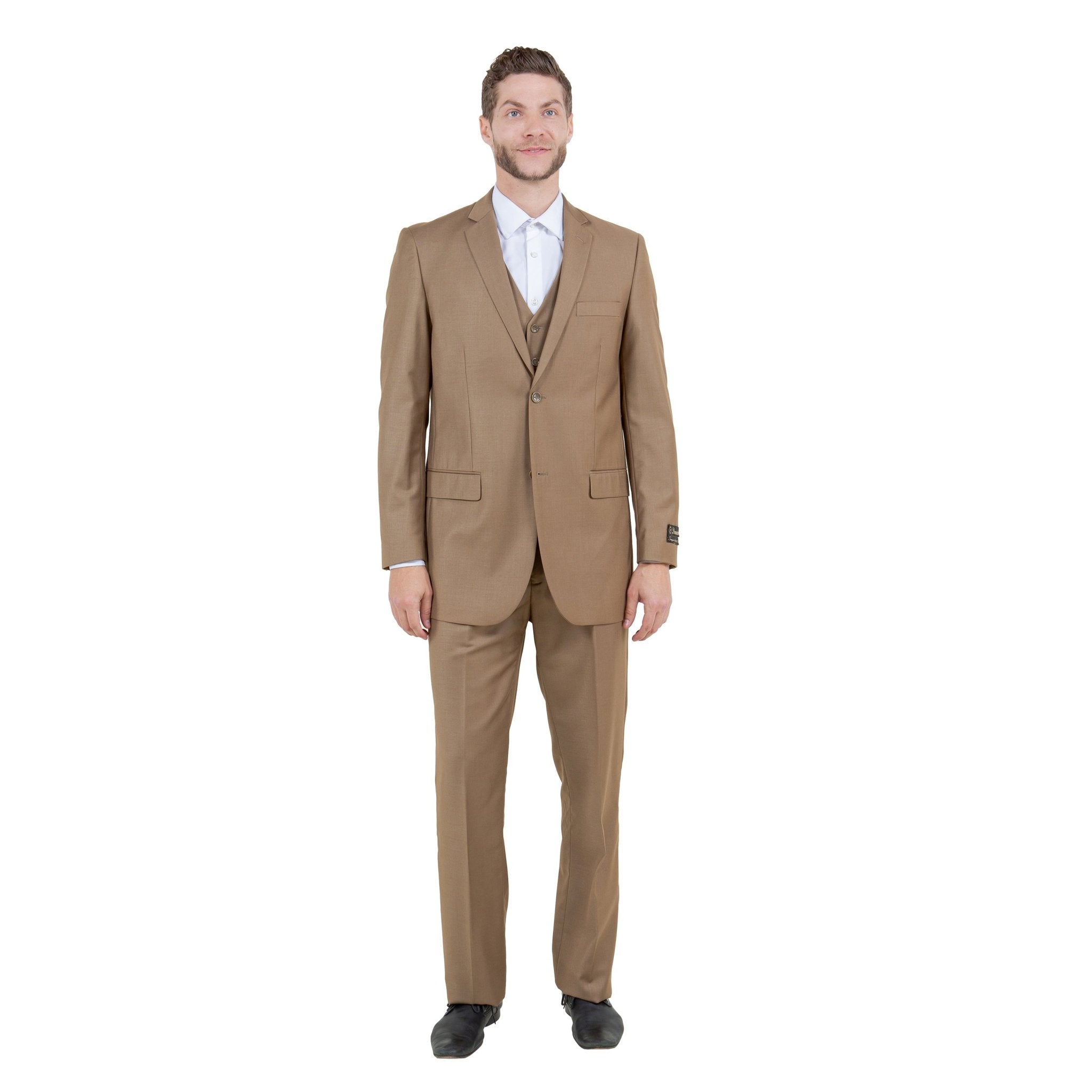 Men's Modern - Fit 3 - Piece Suit Set w/ Jacket, Vest and Pants - Bundle Bus