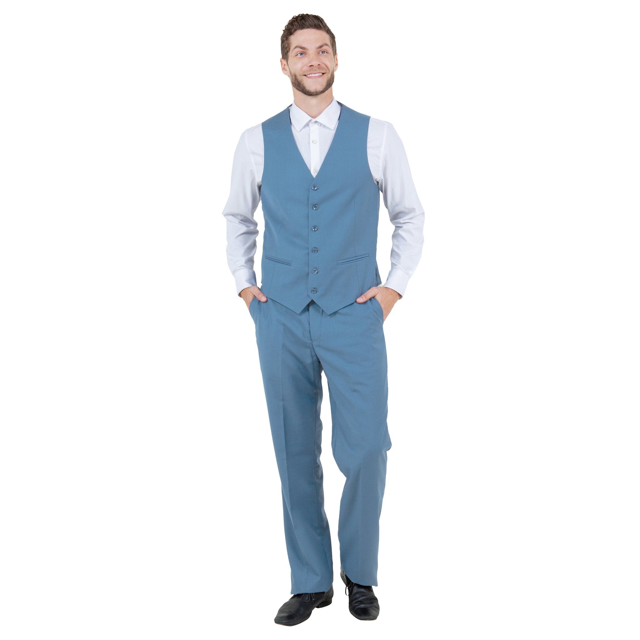 Men's Modern - Fit 3 - Piece Suit Set w/ Jacket, Vest and Pants - Bundle Bus