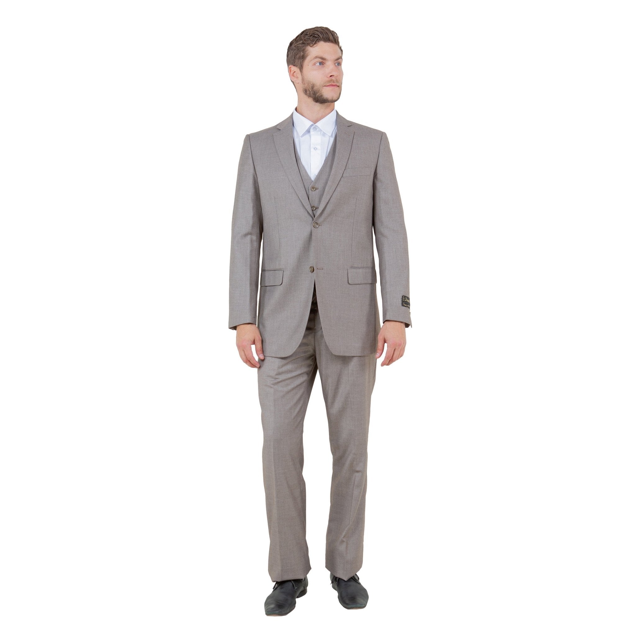 Men's Modern - Fit 3 - Piece Suit Set w/ Jacket, Vest and Pants - Bundle Bus