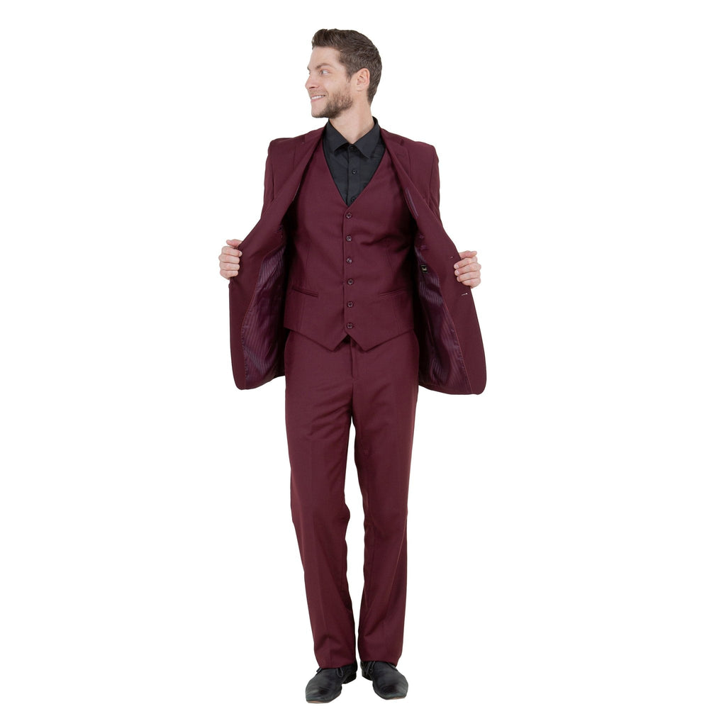 Men's Modern - Fit 3 - Piece Suit Set w/ Jacket, Vest and Pants - Bundle Bus