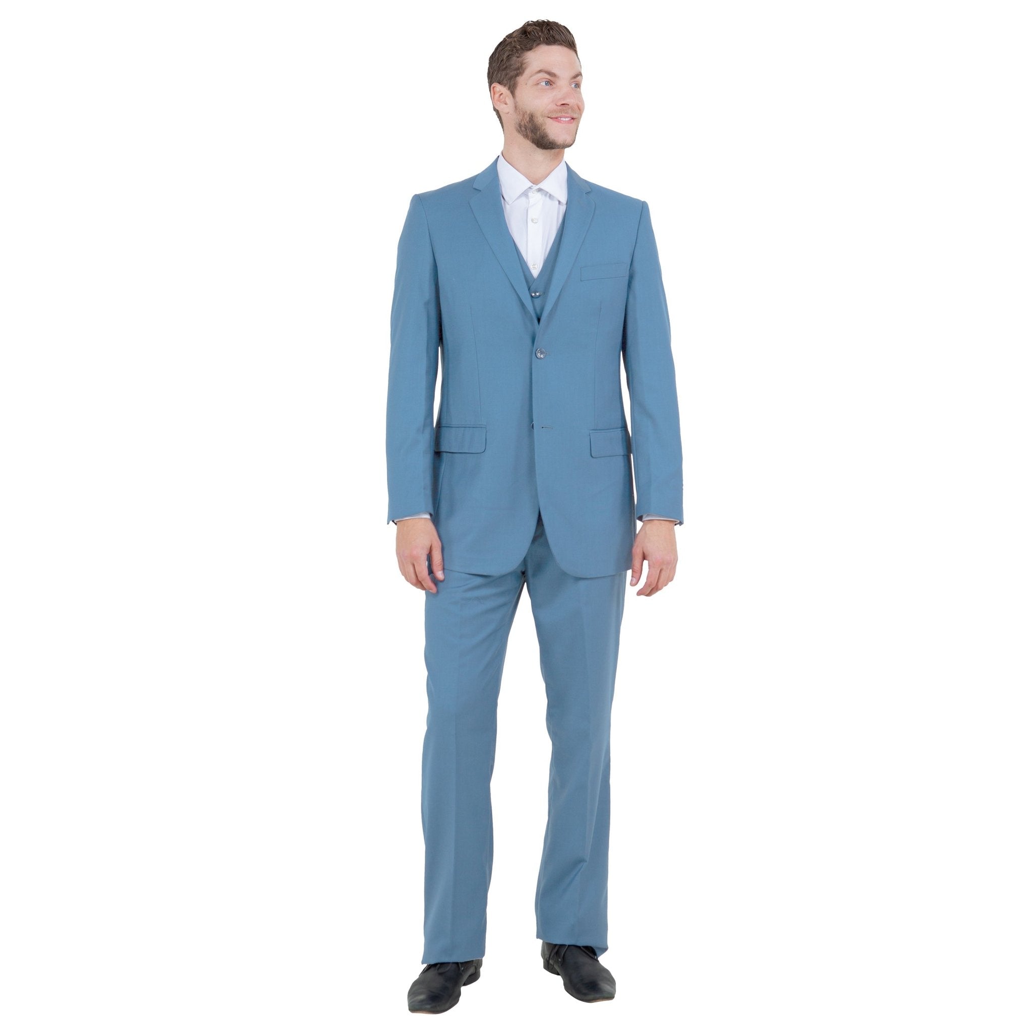 Men's Modern - Fit 3 - Piece Suit Set w/ Jacket, Vest and Pants - Bundle Bus