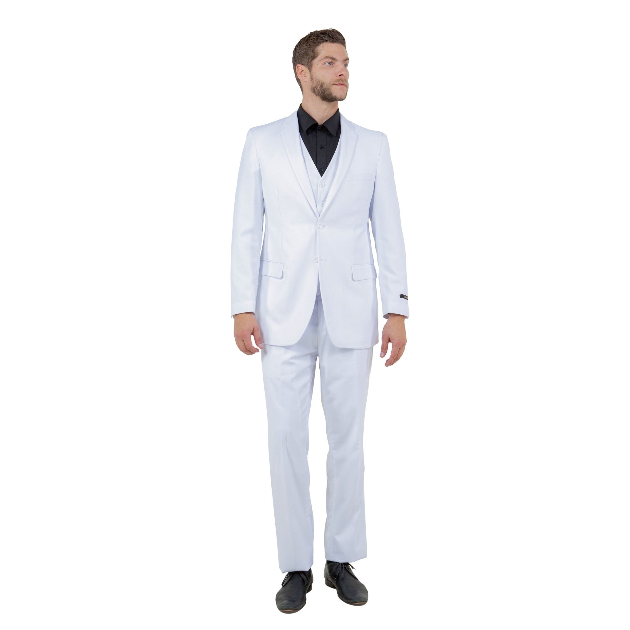 Men's Modern - Fit 3 - Piece Suit Set w/ Jacket, Vest and Pants - Bundle Bus