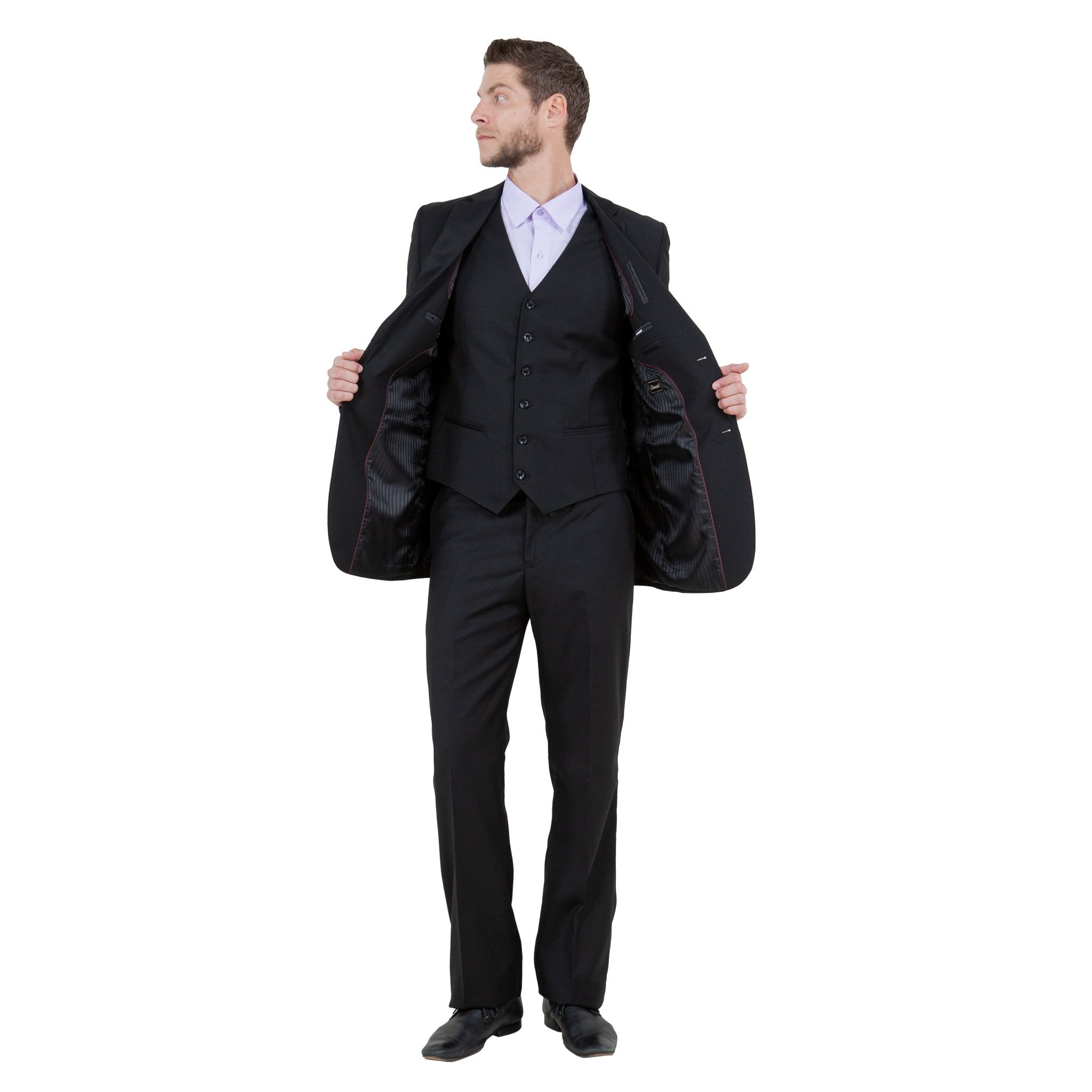 Men's Modern - Fit 3 - Piece Suit Set w/ Jacket, Vest and Pants - Bundle Bus