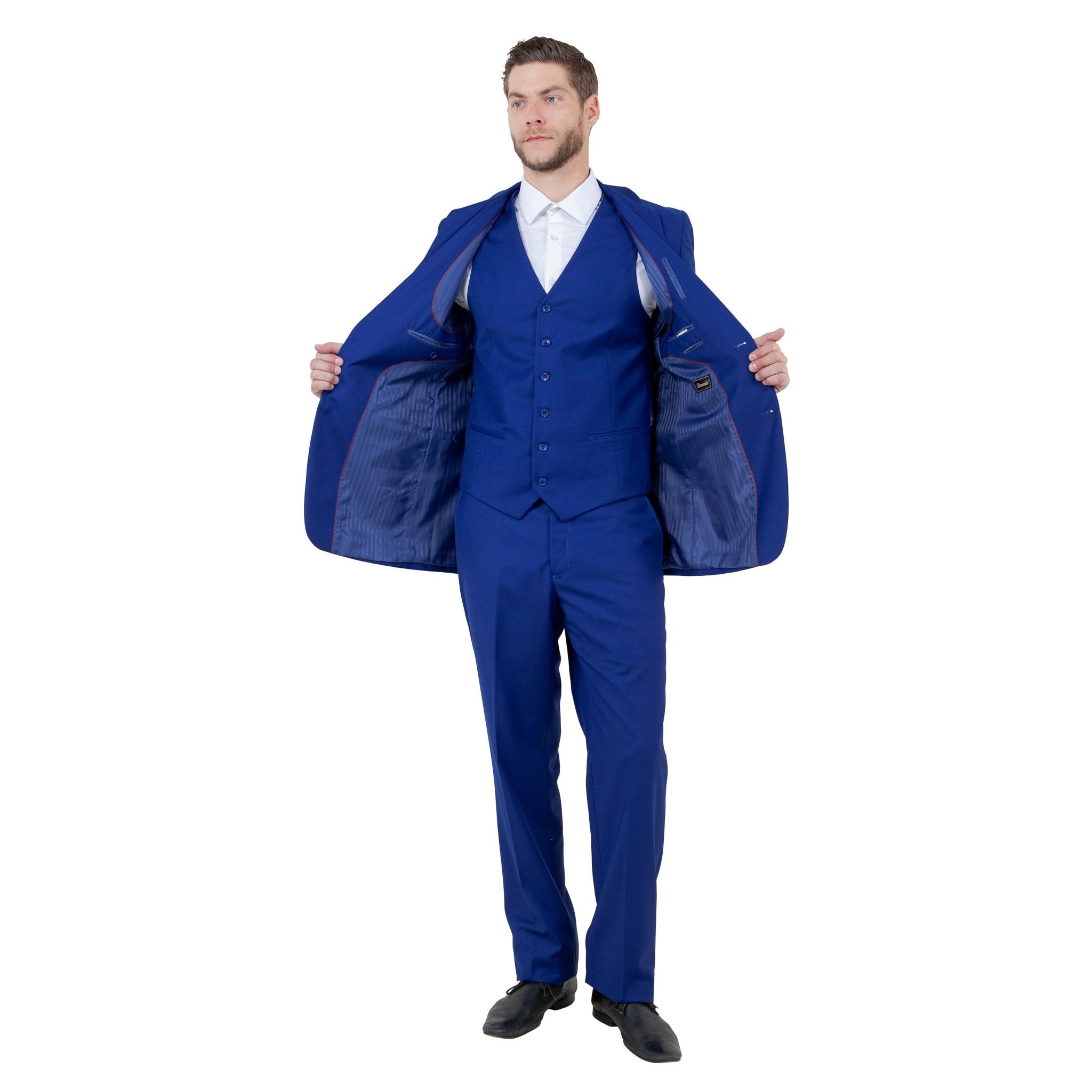 Men's Modern - Fit 3 - Piece Suit Set w/ Jacket, Vest and Pants - Bundle Bus