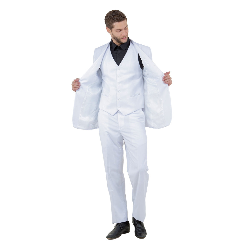 Men's Modern - Fit 3 - Piece Suit Set w/ Jacket, Vest and Pants - Bundle Bus