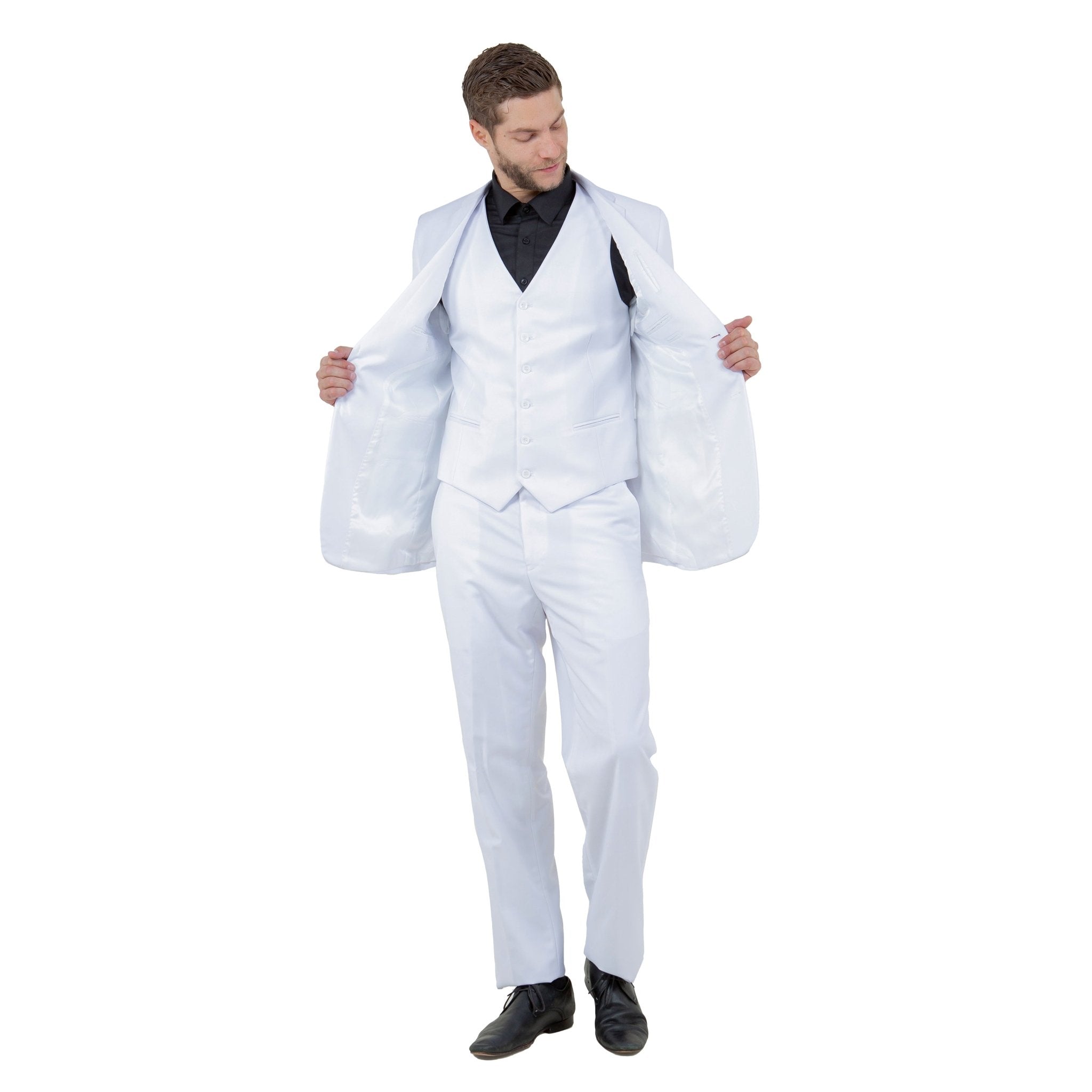 Men's Modern - Fit 3 - Piece Suit Set w/ Jacket, Vest and Pants - Bundle Bus