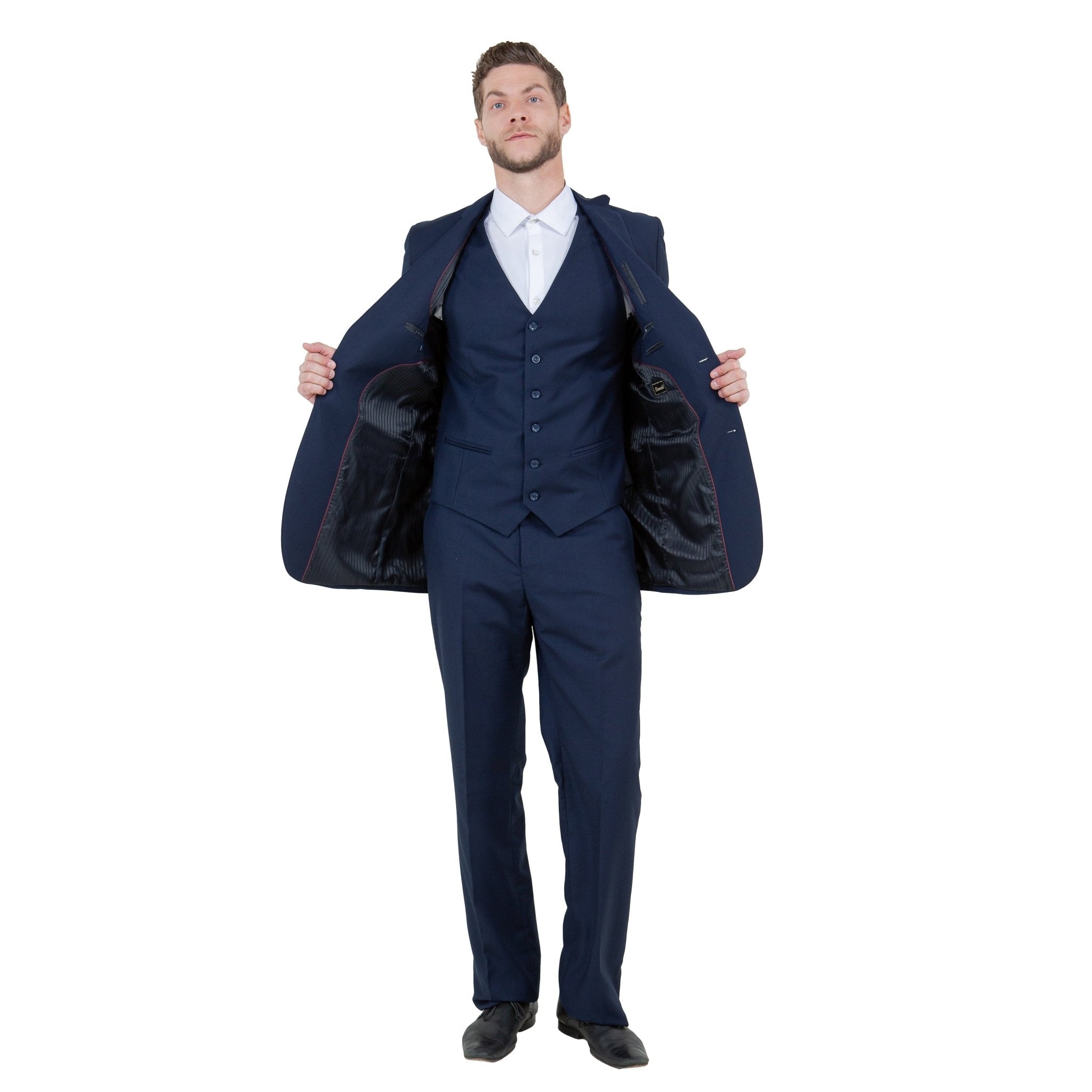 Men's Modern - Fit 3 - Piece Suit Set w/ Jacket, Vest and Pants - Bundle Bus