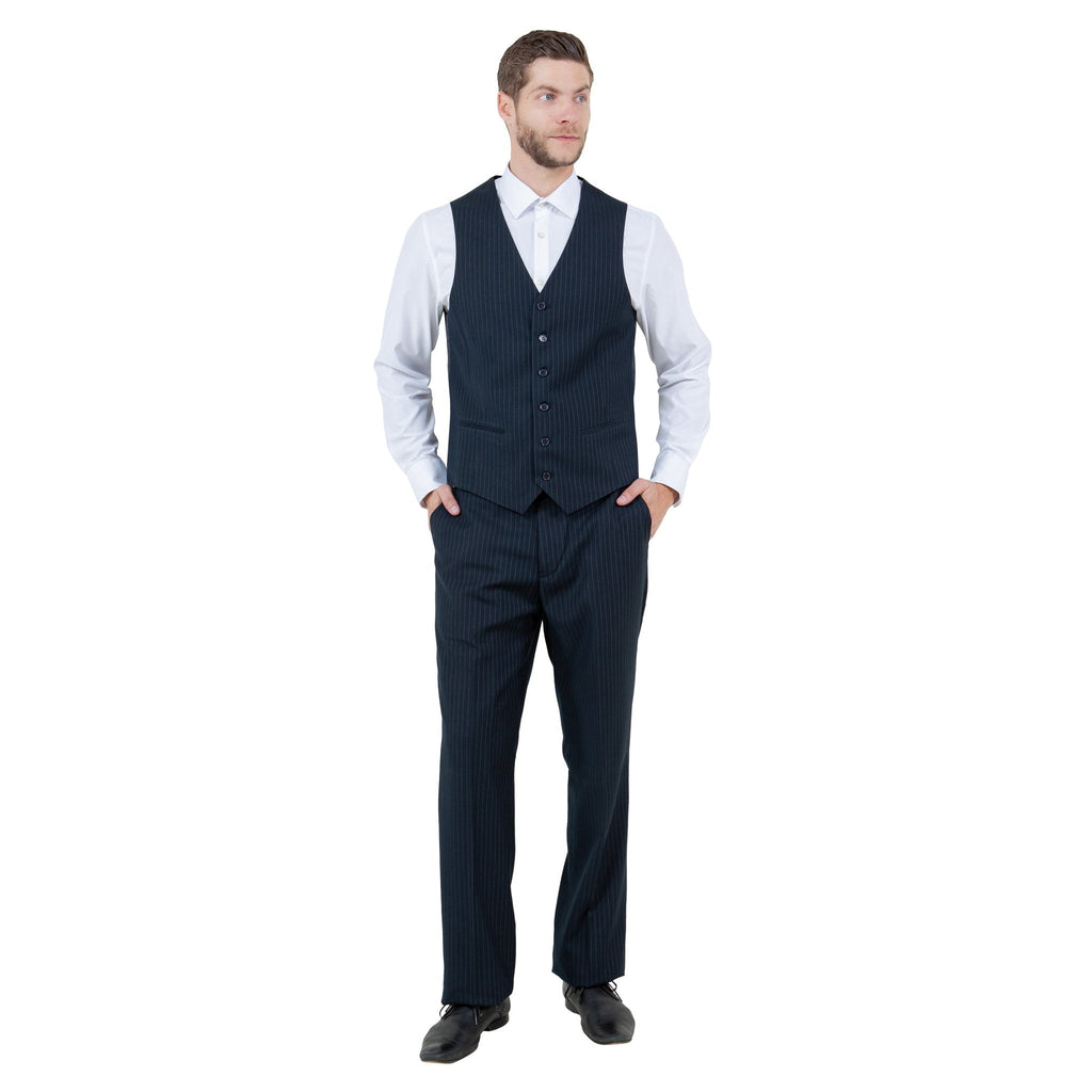 Men's Modern - Fit 3pc Pinstripe Suit, Notch Lapel - Bundle Bus