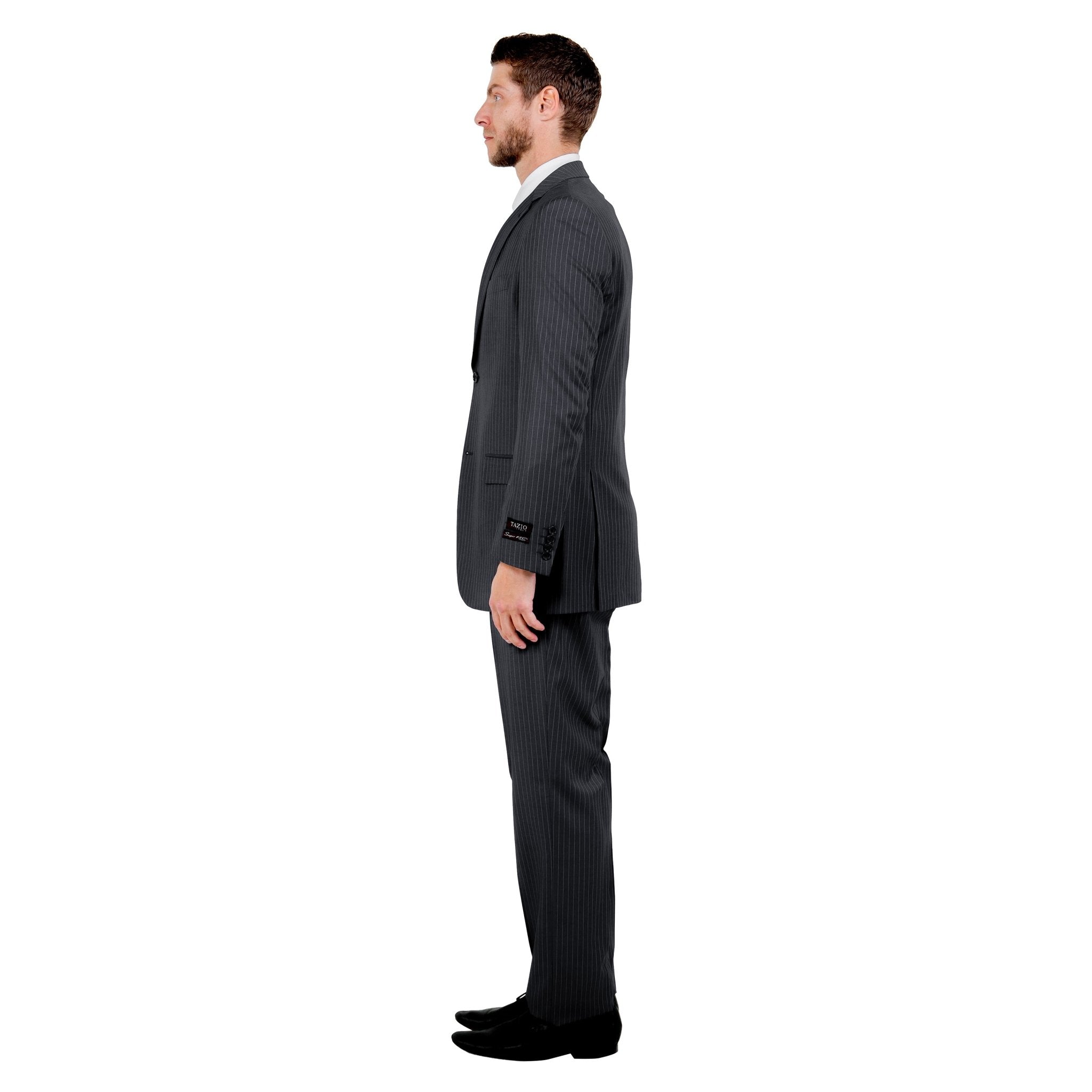 Men's Modern - Fit 3pc Pinstripe Suit, Notch Lapel - Bundle Bus